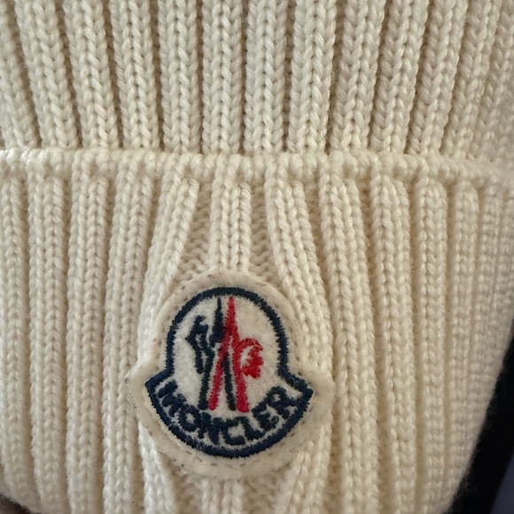 Moncler Cream Knit Hat with Brown Pom kids size large - Picture 4 of 5